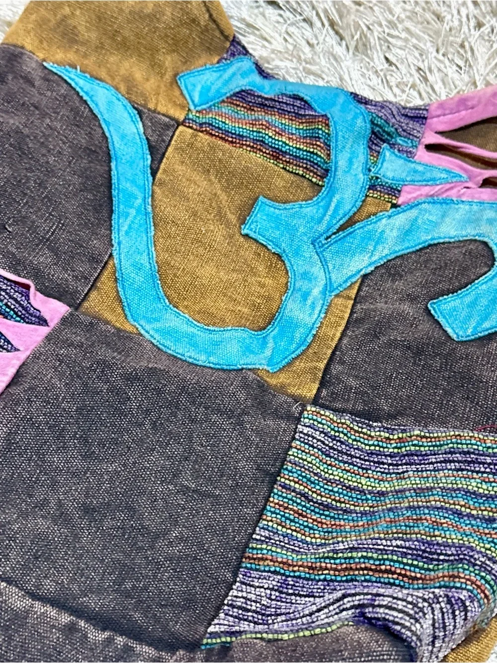 Boho Patchwork Om Hobo Bag | Festival Yoga Shoulder Purse